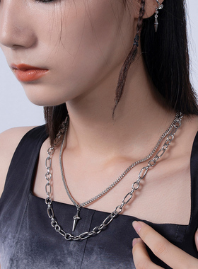 威茨堡潮酷叠戴简约百搭芒星项链