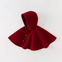Small Red Hat Cape Child Cloak Cape Child Autumn Winter 2023 New Ocean Gas Shawl Baby New Year Jacket