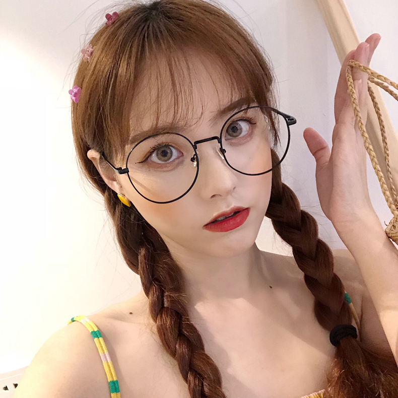 井木眼镜旗舰店原宿风ulzzang网红素颜原宿大框眼镜复古潮女圆框近视韩版眼镜架0
