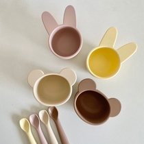 Creative Cute Little Baby Silicone Suit Accessories Cutlery Children Anti-Fall Bowls Cutlery Food Grade Silicone cutlery