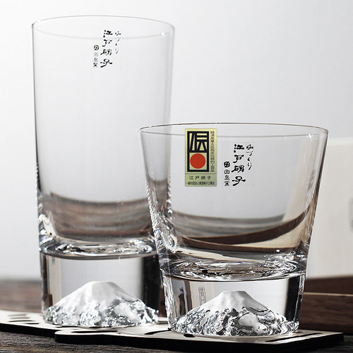 日本进口江户硝子富士山樱花情侣玻璃杯水杯威士忌酒杯生日礼物 - 图2