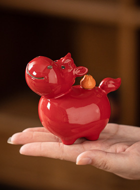 陶瓷马摆件一对小号唐马招财红色生肖马年吉祥物客厅玄关桌面