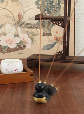 葫芦香插不倒翁手把件铜葫芦桌面创意装饰家居摆件趣味解压工艺品