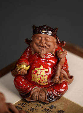 小号财神爷招陶瓷佛像文摆