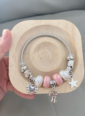 千禧风y2k甜酷风辣妹串珠手链心女彩色甜美可爱手镯手串