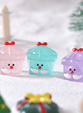 圣诞节创意夜光圣诞老人脸礼盒微景观雪景造景小摆件透明礼盒配件