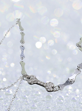 【Cleve】原创设计锆石带钻狗骨头项链小众k8k9锁骨链choker项链