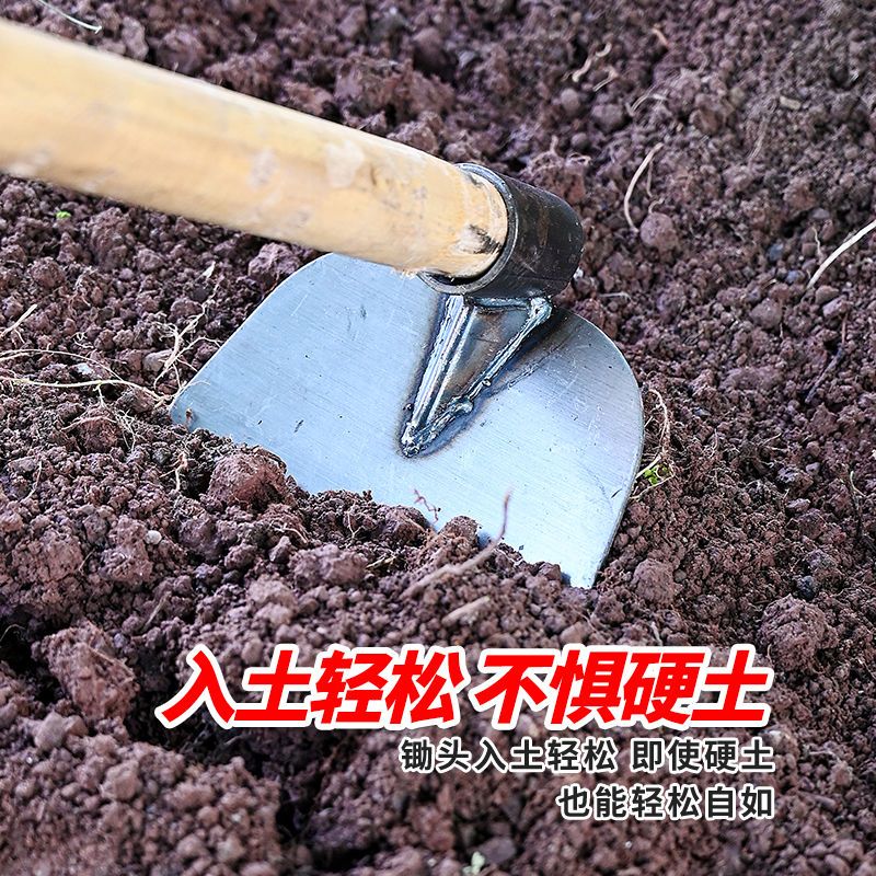 农具老式加厚锰钢大锄头 家用锄草种菜 翻土开荒松土园艺锄草工具 - 图0