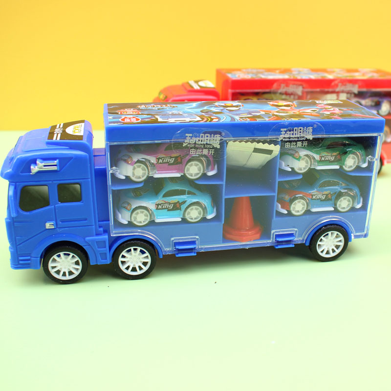 雅尚玩明糖儿童回力收纳货柜车男孩小汽车模型内含奶片糖玩具车