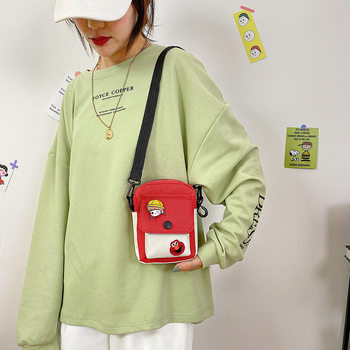 2021 New Printed Crossbody Bag for Women Canvas Cartoon Small Shoulder Bag Students Single Shoulder Fresh and Sweet Small Bag for Women