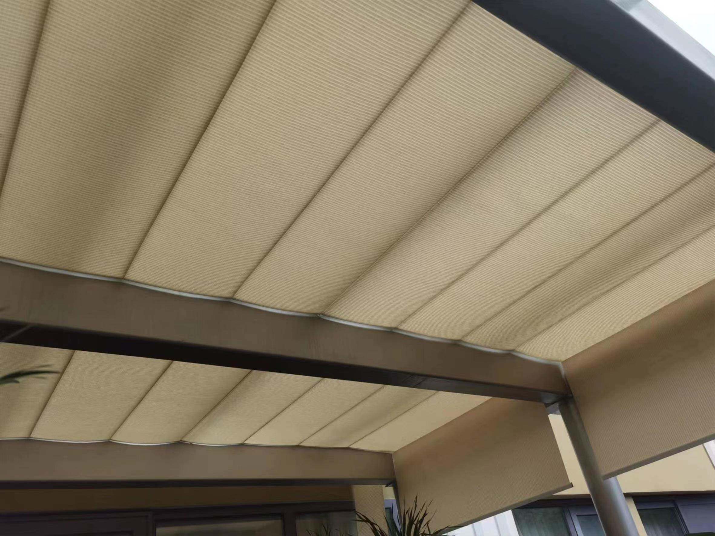 上海阳光房专用全遮光遮阳顶帘折叠式天棚帘电动手动天棚帘智能