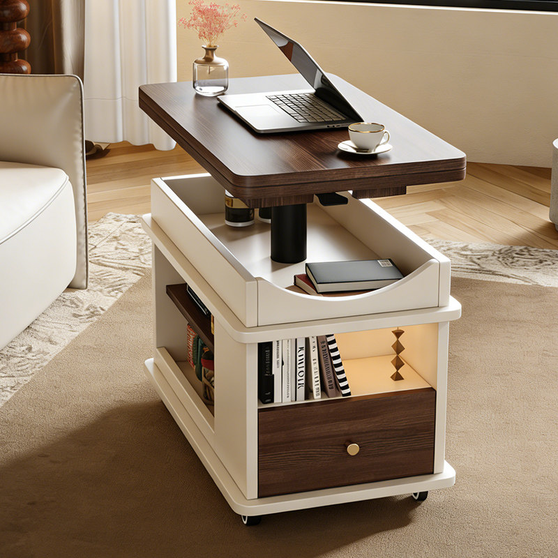 中古风折叠小推车实木沙发边柜家用客厅多功能零食柜小型置物柜,淘宝优惠券,粉丝福利购,淘宝优惠卷