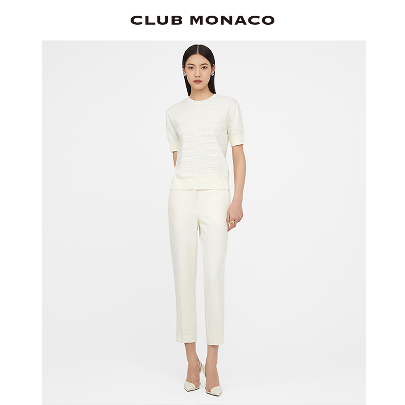 CLUB MONACO女装直筒显瘦通勤职业气质简约烟管直筒九分裤 - 图0