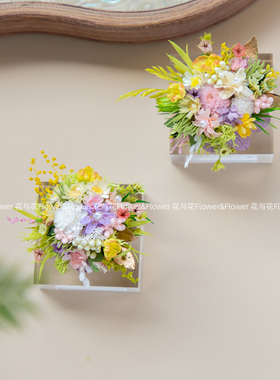户外森系真花对戒植物花朵戒指花
