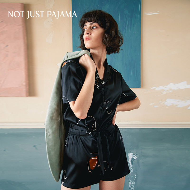 Not Just Pajama The Dream 22姆米真丝睡衣女短款印花家居服套装-图2