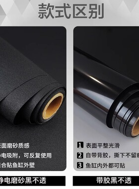 鱼缸背景贴纸缸外静电水族箱专用纯黑色背景壁纸玻璃底部装饰贴膜