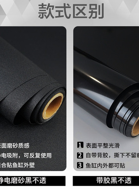 鱼缸背景贴纸静电装饰纯黑色