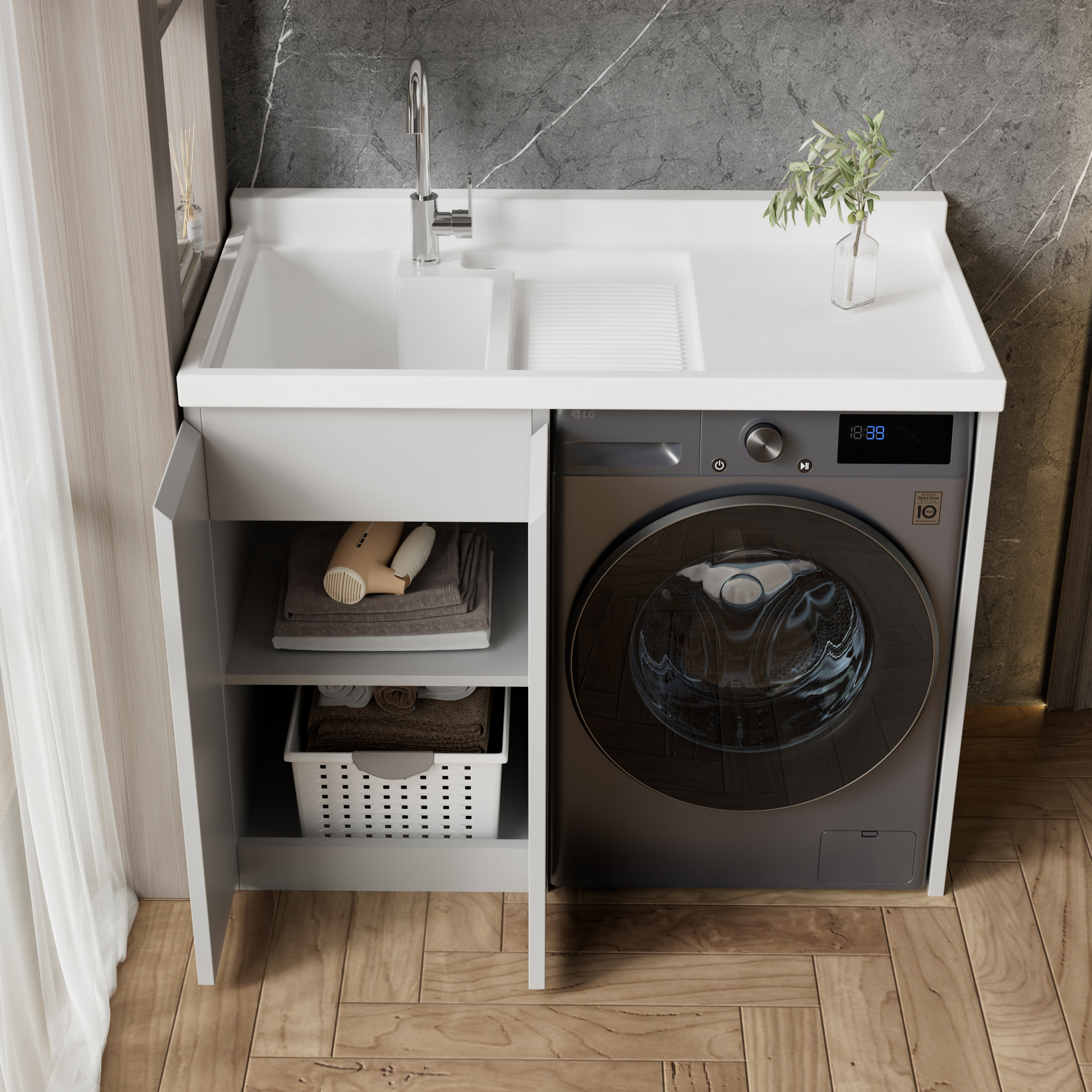 不锈钢烤漆洗衣机一体柜阳台洗衣柜组合伴侣石英石洗衣盆切角定制,淘宝优惠券,粉丝福利购,淘宝优惠卷