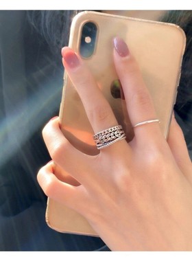 招财转运ins潮流小众设计复古食指尾戒戒指钱币开口S925纯银女款