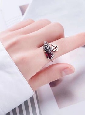 招财转运貔貅戒指环开口食指环复古小众食指尾戒女士款潮流S925银
