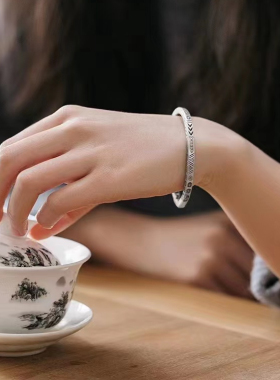 男女情侣纯银吉祥图腾手镯