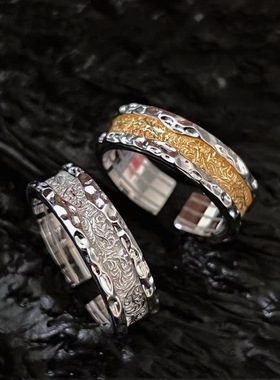 戒指S925银唐草纹国潮男女