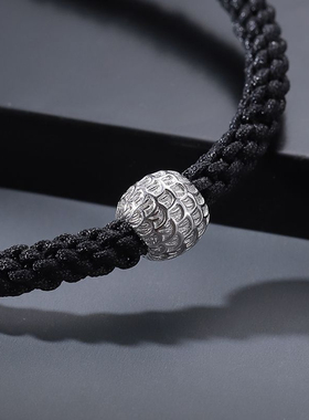 S925纯银逆鳞转运珠手链男士编织手绳小众情侣复古简约百搭潮个性