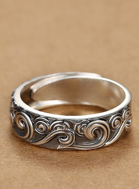 男女通用纯银复古祥云戒指