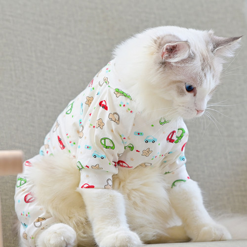 小猫咪衣服宠物泰迪睡衣蓝猫幼猫网红春夏季可爱小狗狗防掉毛服装 - 图0