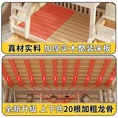 上下铺双层床小户型双人高低床成人樱桃木全实木儿童子母床上下床