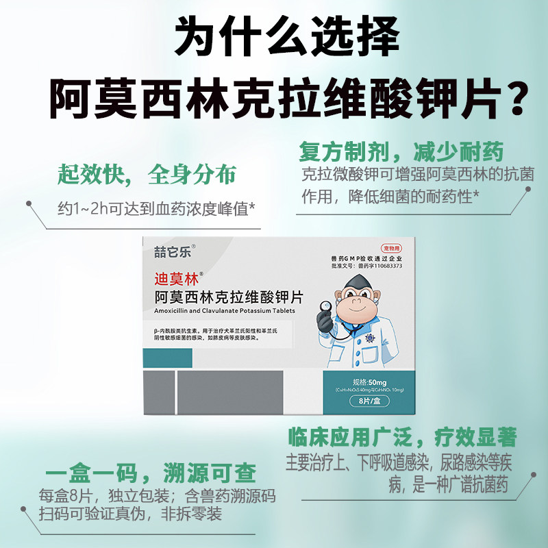 阿莫西林克拉维酸钾片宠物消炎药狗狗猫鼻支感冒肠胃炎犬克维舒猫,淘宝优惠券,粉丝福利购,淘宝优惠卷