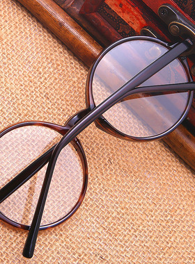 圆形全框水晶石头镜男女通用超薄