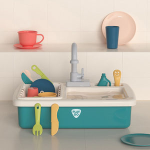 PLAYGO儿童洗碗机玩具循环电动出水宝宝洗菜过家家仿真厨房礼物