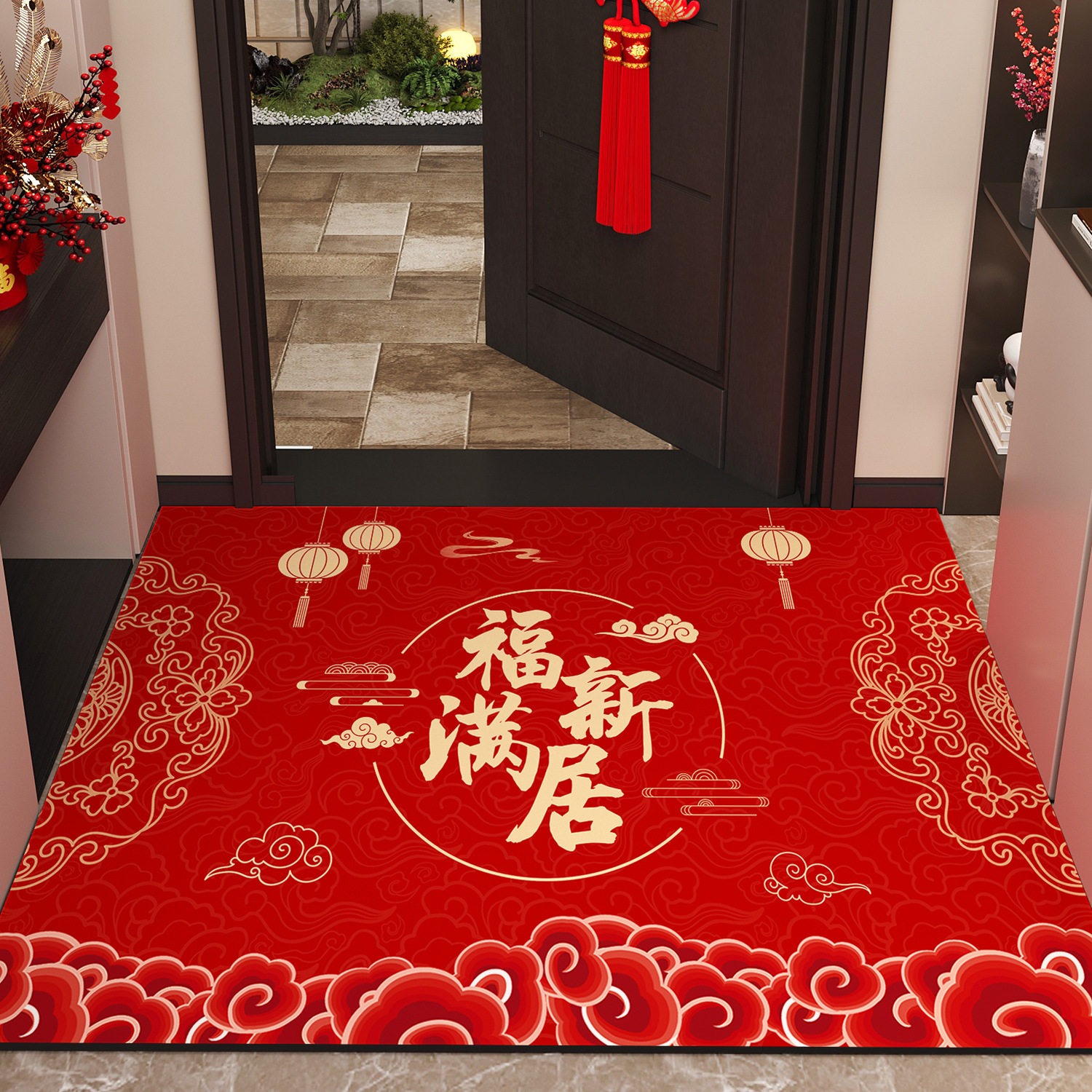 地垫家用防滑脚垫硅藻泥入户门红色2026新年进门乔迁之喜耐脏地毯,淘宝优惠券,粉丝福利购,淘宝优惠卷