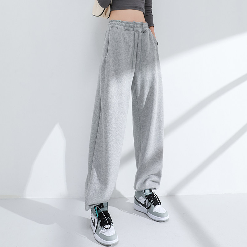 灰色春秋宽松美式束脚2021新款卫裤 苡苜休闲裤