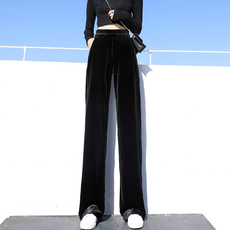 金丝绒阔腿裤高腰垂感2021春秋裤子 苡苜休闲裤