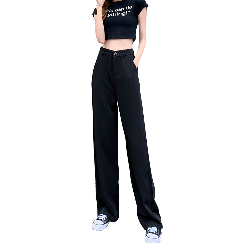 冰丝高腰垂感2020新款宽松阔腿裤 苡苜休闲裤