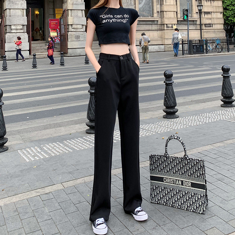 冰丝高腰垂感2020新款宽松阔腿裤 苡苜休闲裤