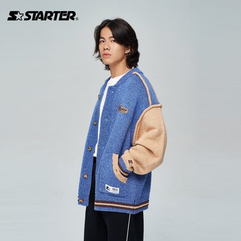 STARTER Sweater Cardigan ຄູ່ຮັກຜູ້ຊາຍແລະແມ່ຍິງແບບດຽວກັນ 2023 ຊຸດກິລາແບບ Retro ວ່າງອາເມລິກາໃຫມ່