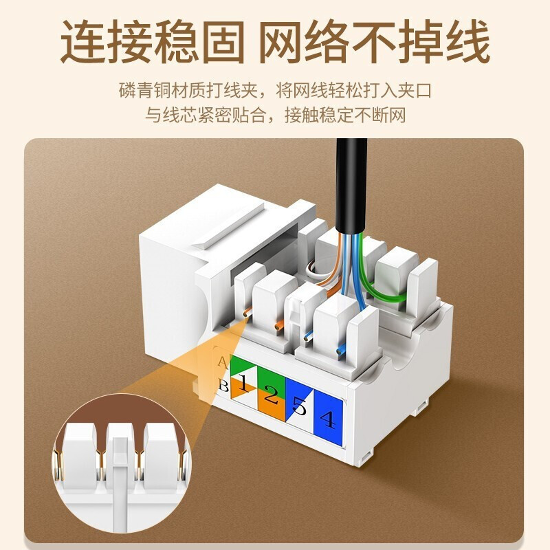 绿联电话语音工程级信息模块 RJ11打线式电话4芯镀金模块通信插座 - 图1