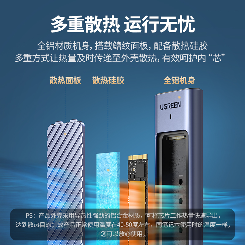 绿联m.2固态硬盘盒子nvme/sata双协议移动笔记本SSD外接壳m2雷电-图3