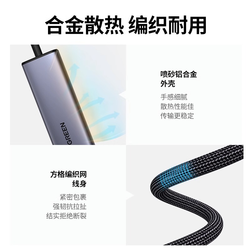 绿联usb扩展器集分线器插头多口typec延长hub3.0外接转接u盘带供电转换笔记本电脑平板台式usp多接口拓展坞 - 图0