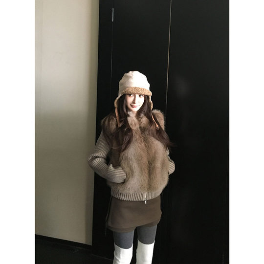 Eco-friendly fox fur imitation fur two-color dyed jacket