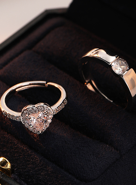 仿真钻戒男女对戒情侣一对爱心钻