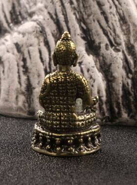 仿古玩实心铜拈花佛祖摆件做旧黄铜释迦牟尼佛阿弥陀佛工艺品收藏