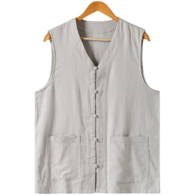 Summer thin vest for men middle-aged and elderly vest cotton linen