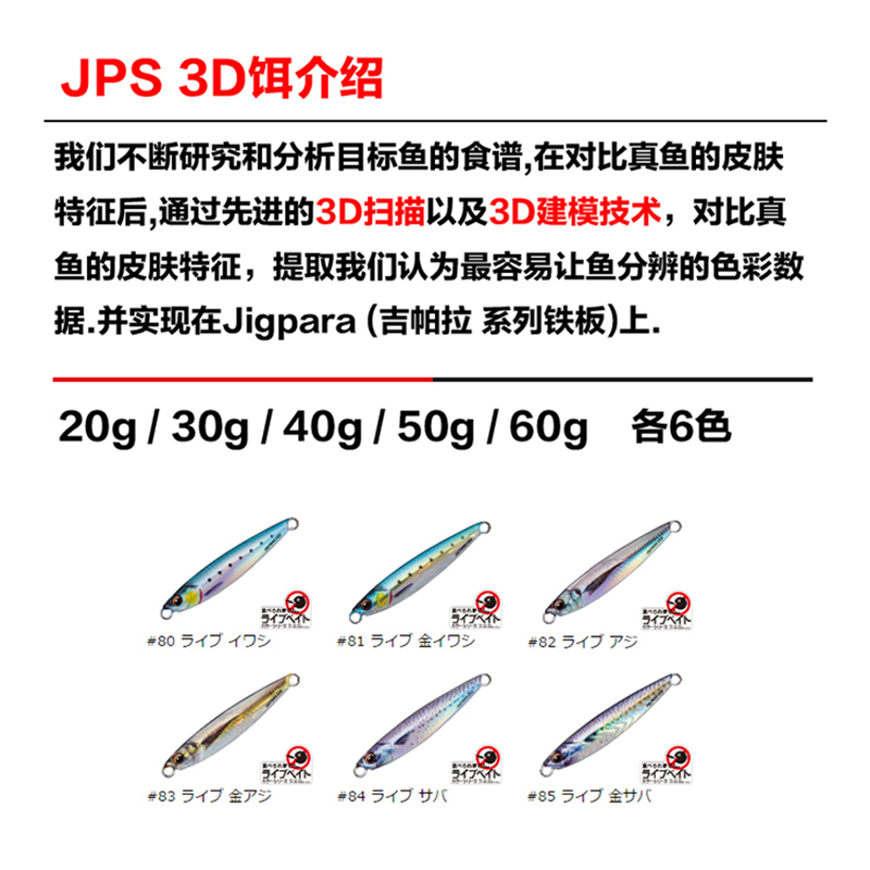 MajorCraft日本马牌JPS海钓铁板假饵路亚铁板3D打印仿生色40-60克 - 图0