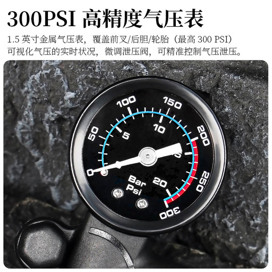 乐百客 山地车前叉打气筒避震气叉后胆300PSI高压便携式轮胎气筒