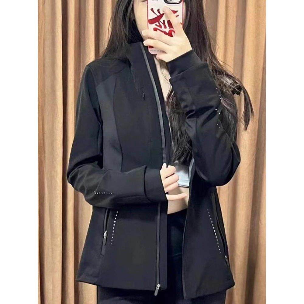 2025春秋季女款修身弹力冲锋衣骑行薄款瑜伽服料收腰运动夹克外套,淘宝优惠券,粉丝福利购,淘宝优惠卷