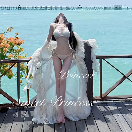 Pure desire seaside bikini high-end ins sexy blouse